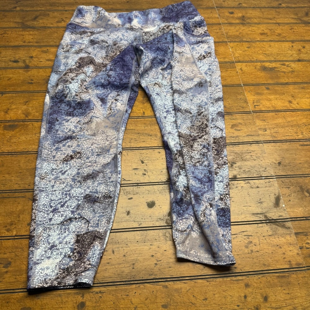 Tahari Sport‎ Athletic Leggings Womens 2X Blue Paisley Print Activewear Pants